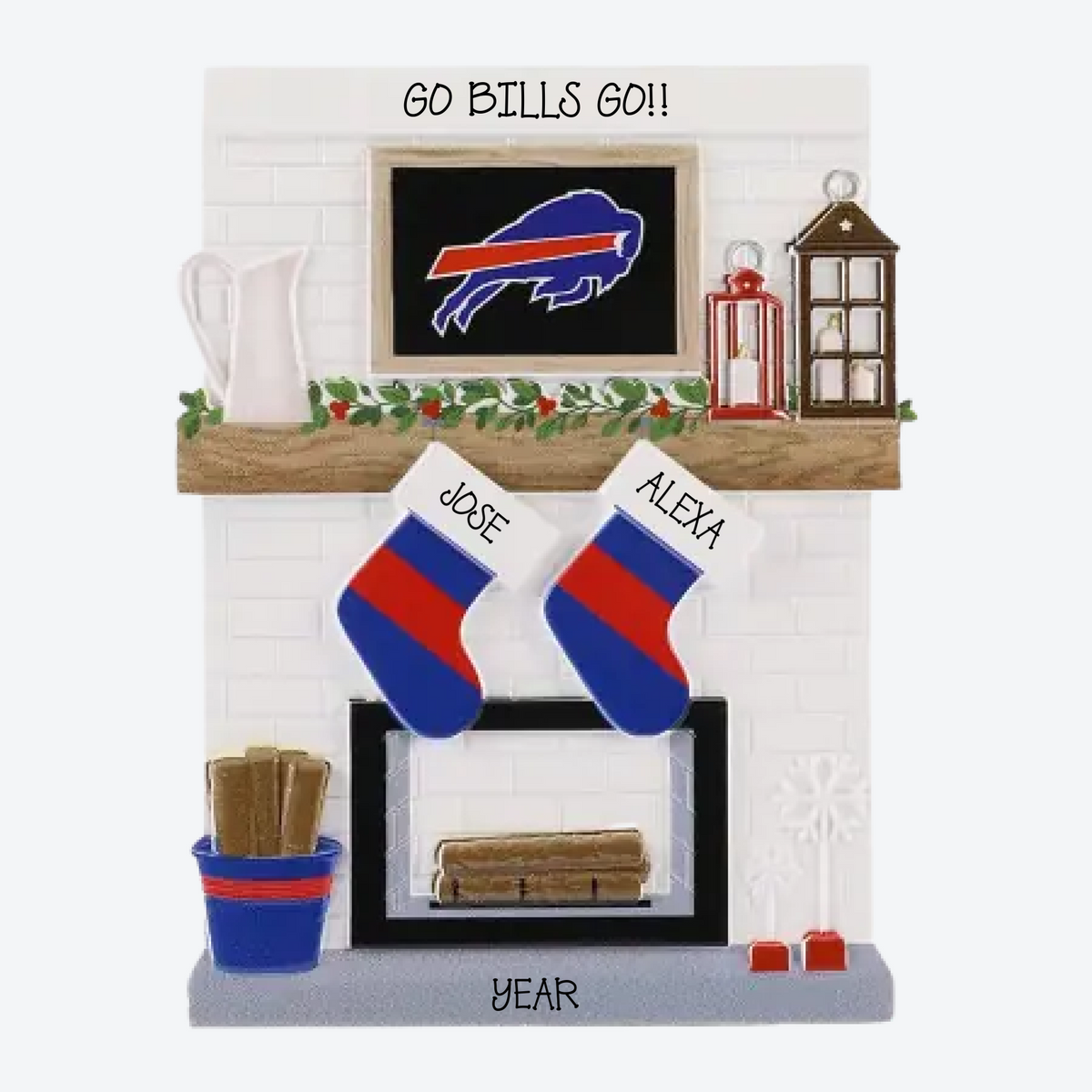Buffalo Bills Personalized Stocking Family of 2 Christmas Ornament