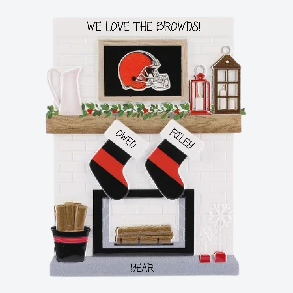 Cleveland Browns Personalized Stocking Family of 2 Christmas Ornament