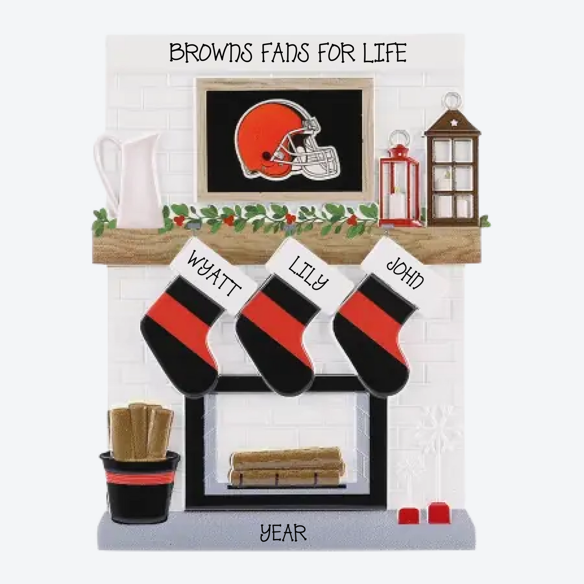 Cleveland Browns Personalized Stocking Family of 3 Christmas Ornament