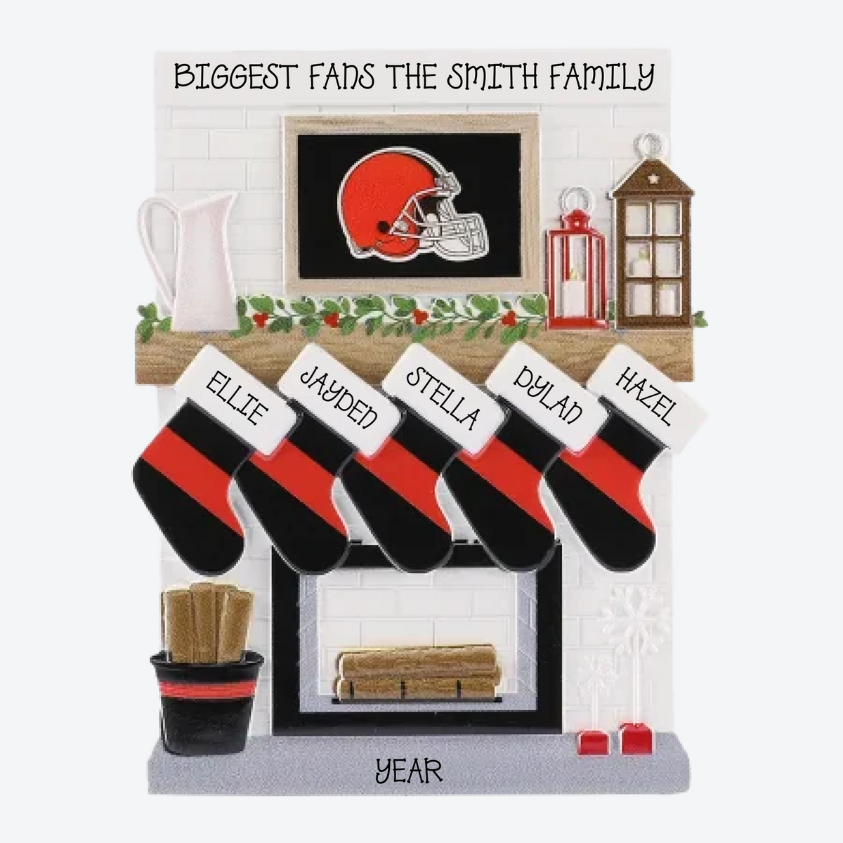 Cleveland Browns Personalized Stocking Family of 5 Christmas Ornament