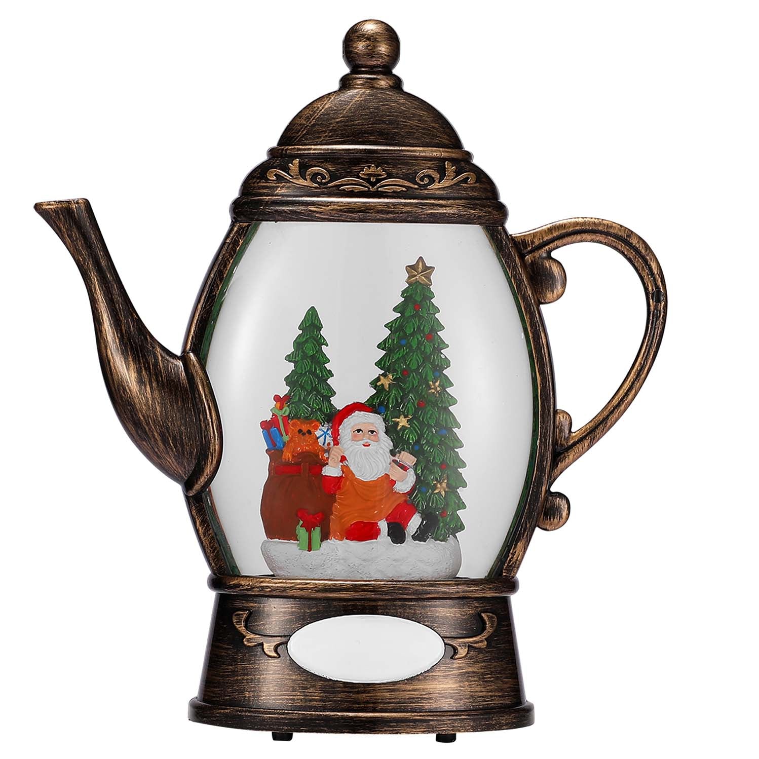 Santa in Tea Kettle Snow Globe Ornament