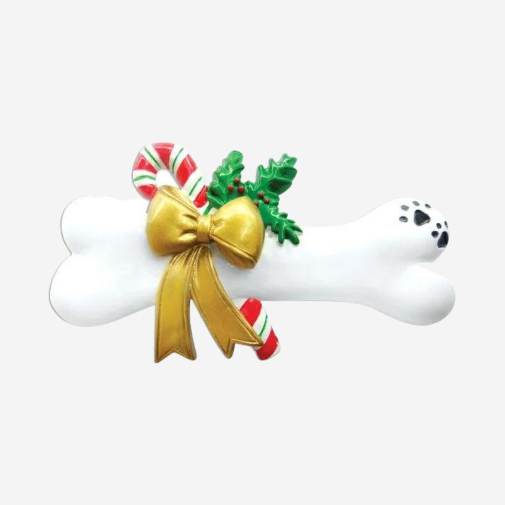 Dog Bone with Holly Personalized Christmas Ornament