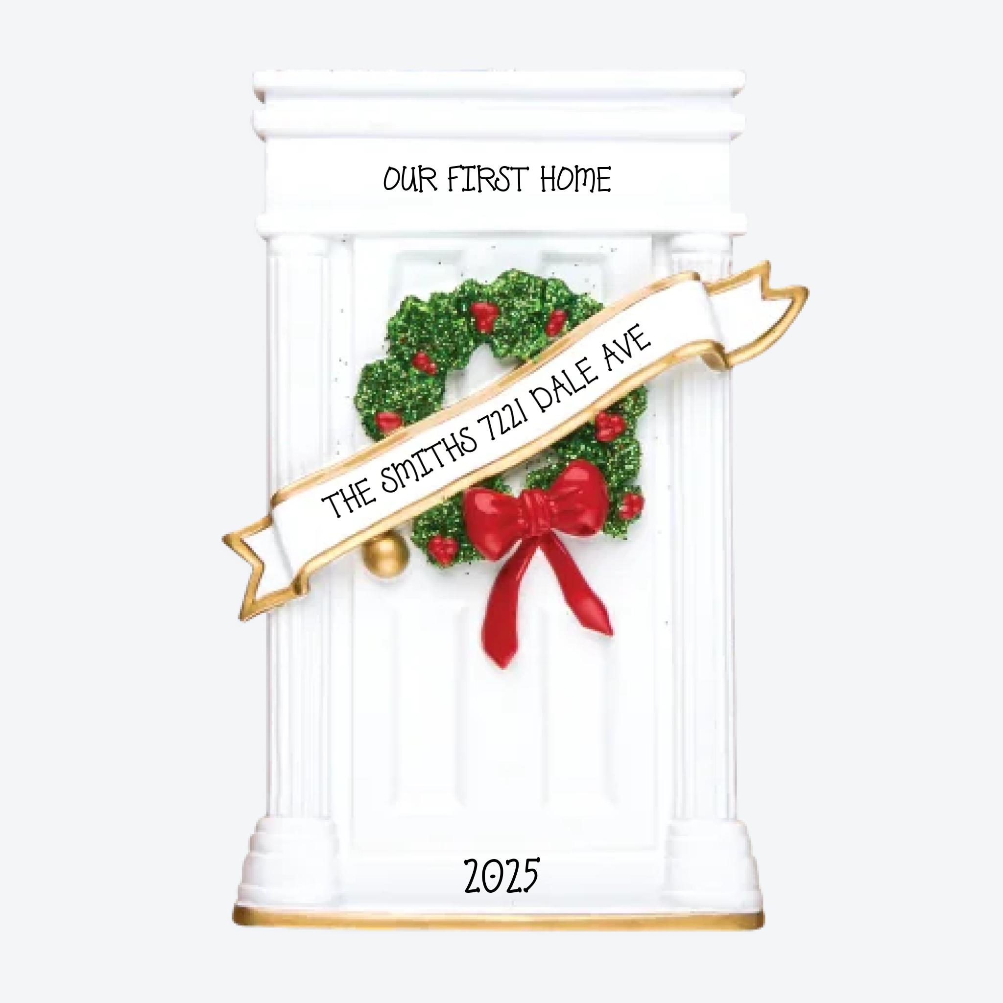 Door with Wreath Personalized Christmas Ornament