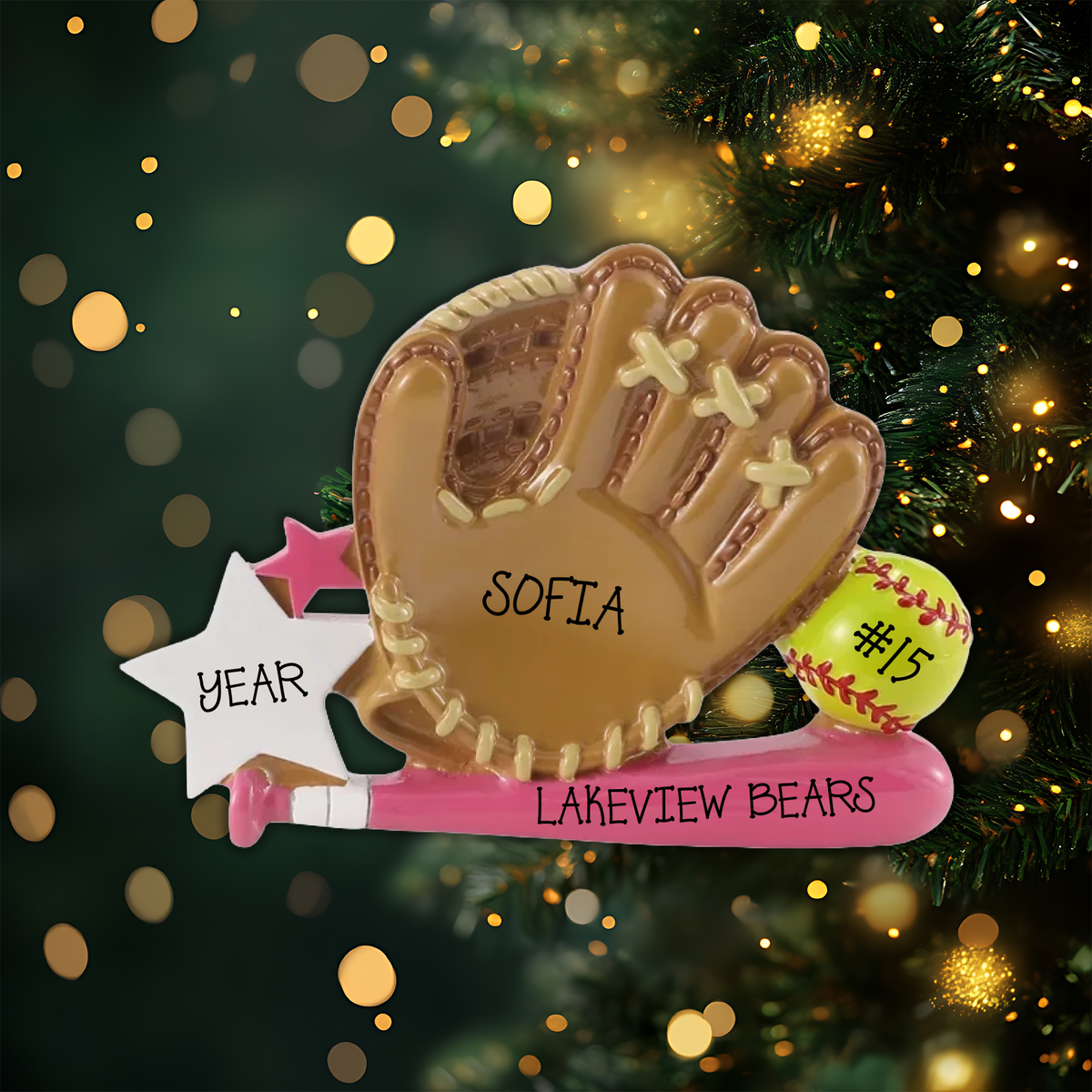 Softball Glove Personalized Christmas Ornament
