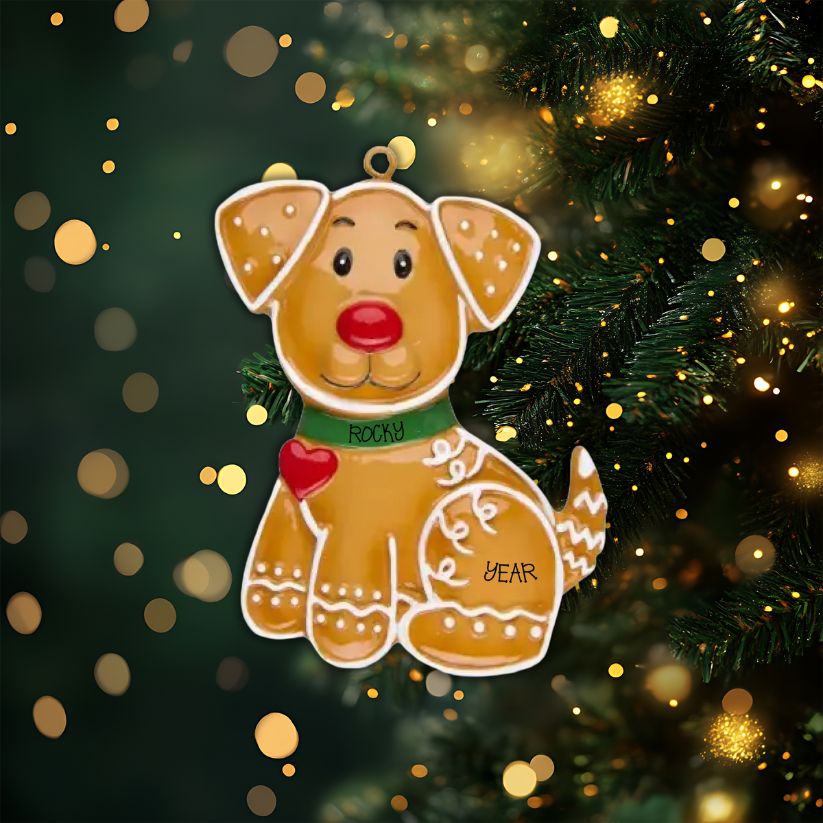 Gingerbread Dog Personalized Christmas Ornament