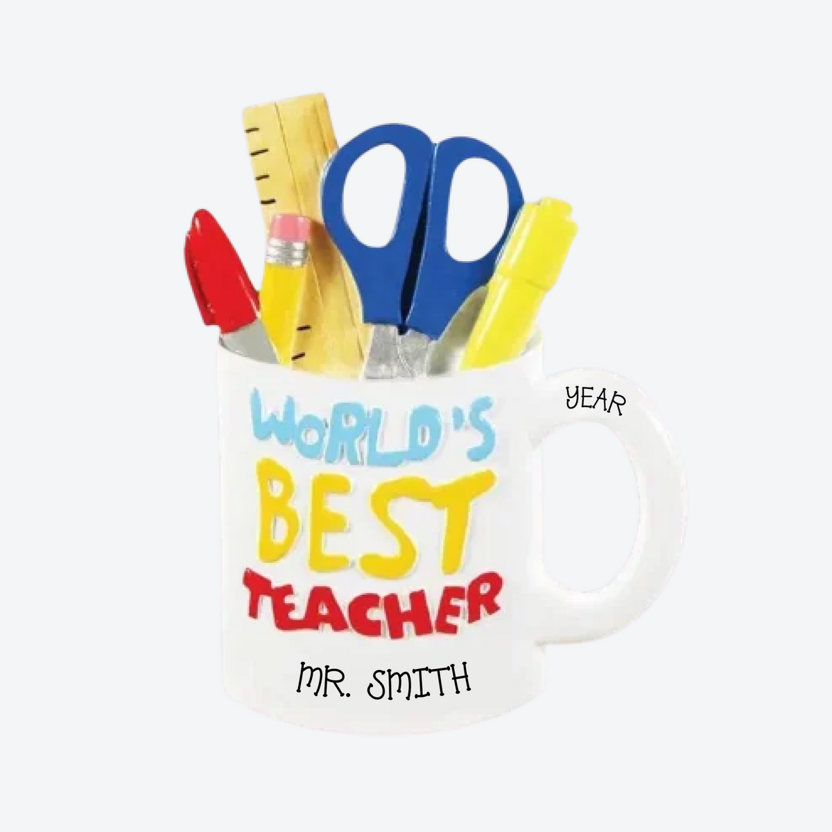 Best Teacher Mug Personalized Christmas Ornament