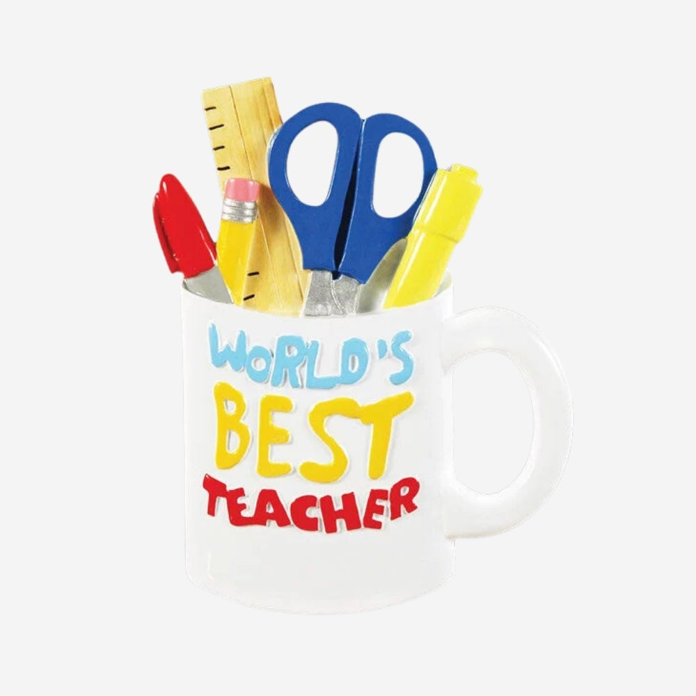 Best Teacher Mug Personalized Christmas Ornament