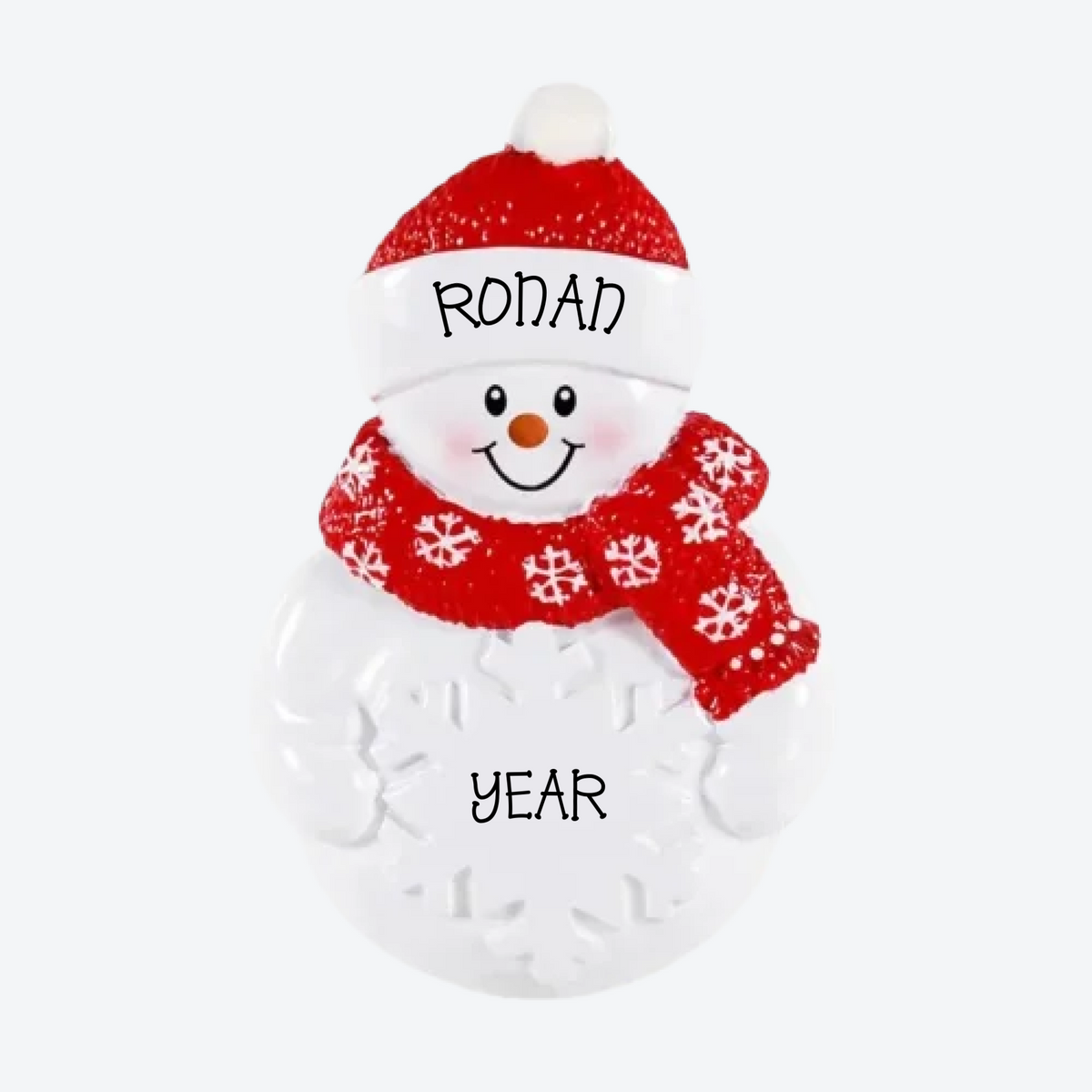 Holiday Themed - Snowman W/Snowflake Personalized Christmas Ornament