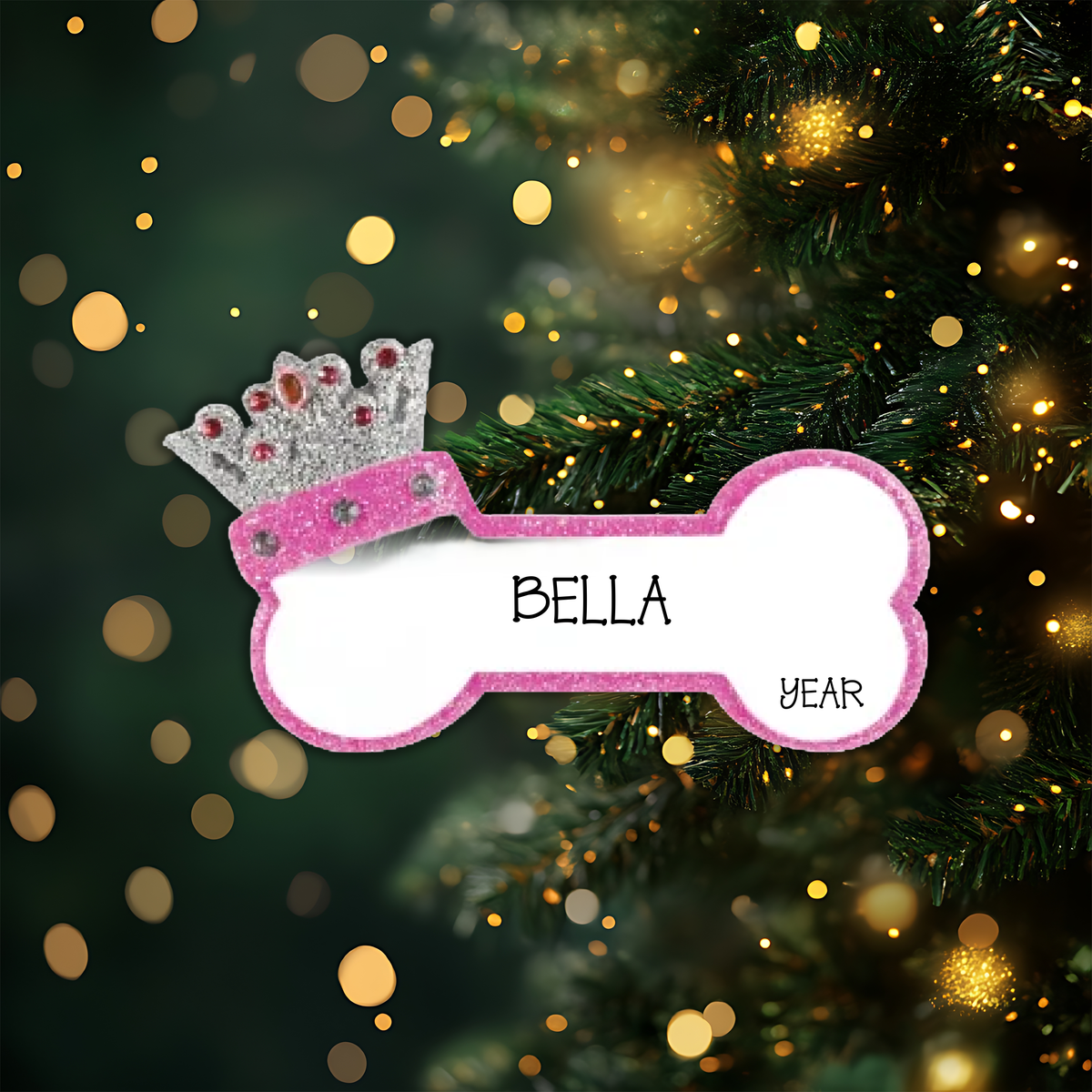 Princess Dog Bone Personalized Christmas Ornament