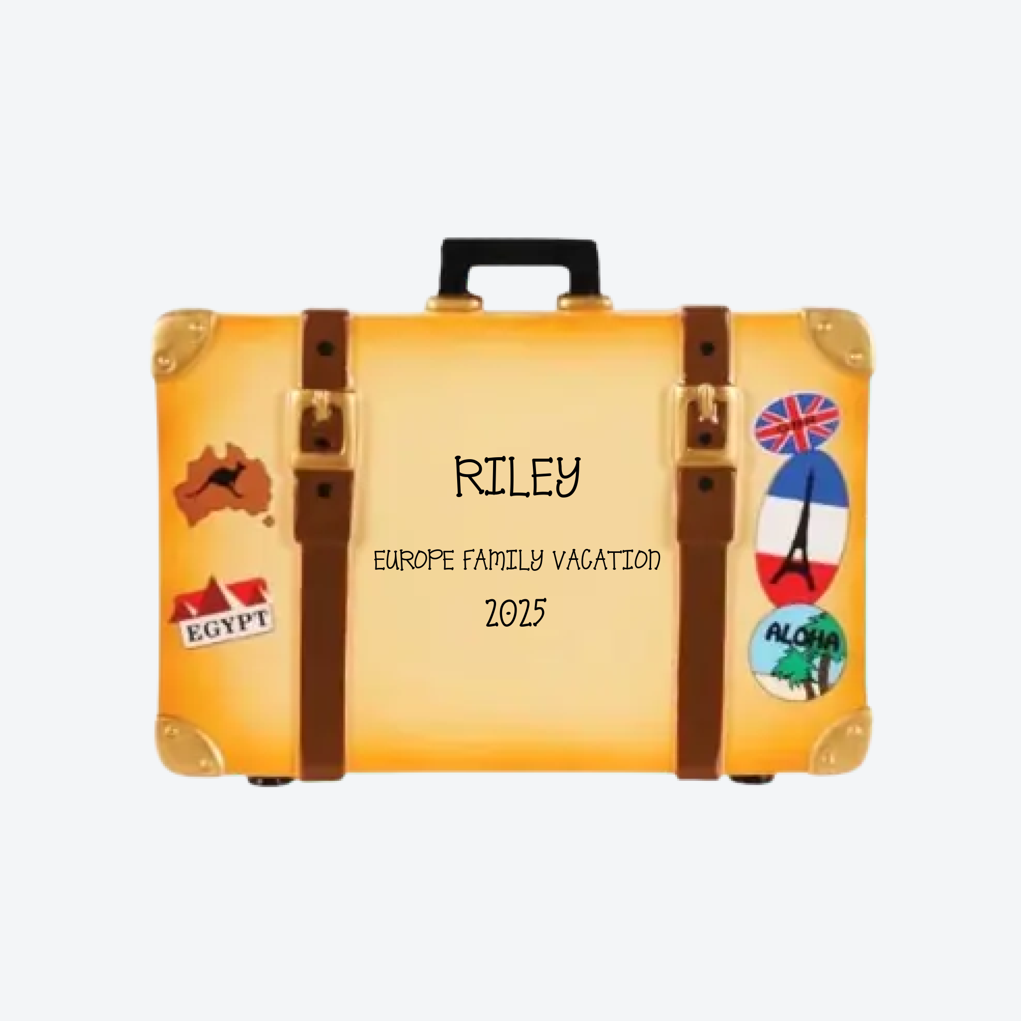 World Travel Trunk Personalized Christmas Ornament