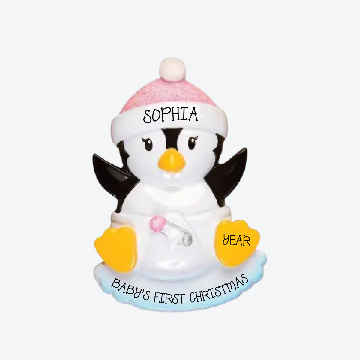 Baby Penguin Girl Personalized Christmas Ornament