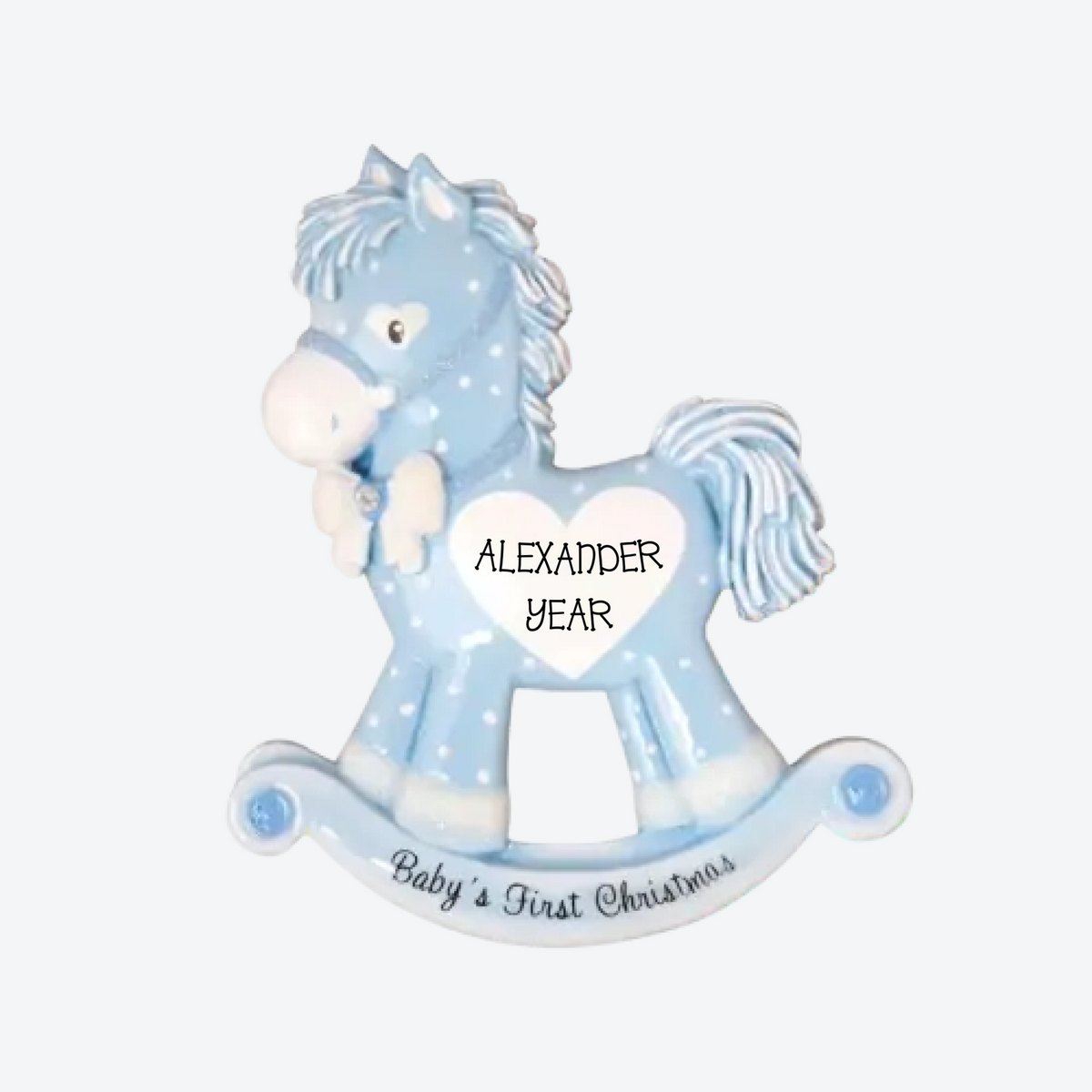 New Rocking Horse- Baby Boy Personalized Christmas Ornament
