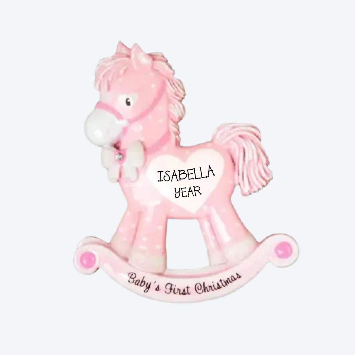 New Rocking Horse- Baby Girl Personalized Christmas Ornament