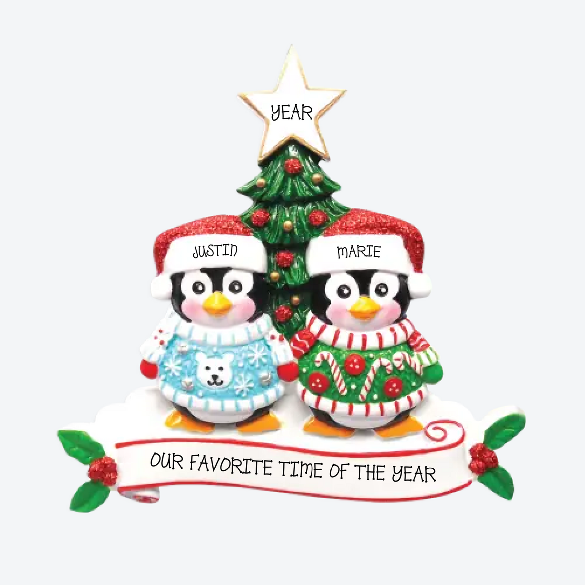 Ugly Sweater Couple Personalized Christmas Ornament