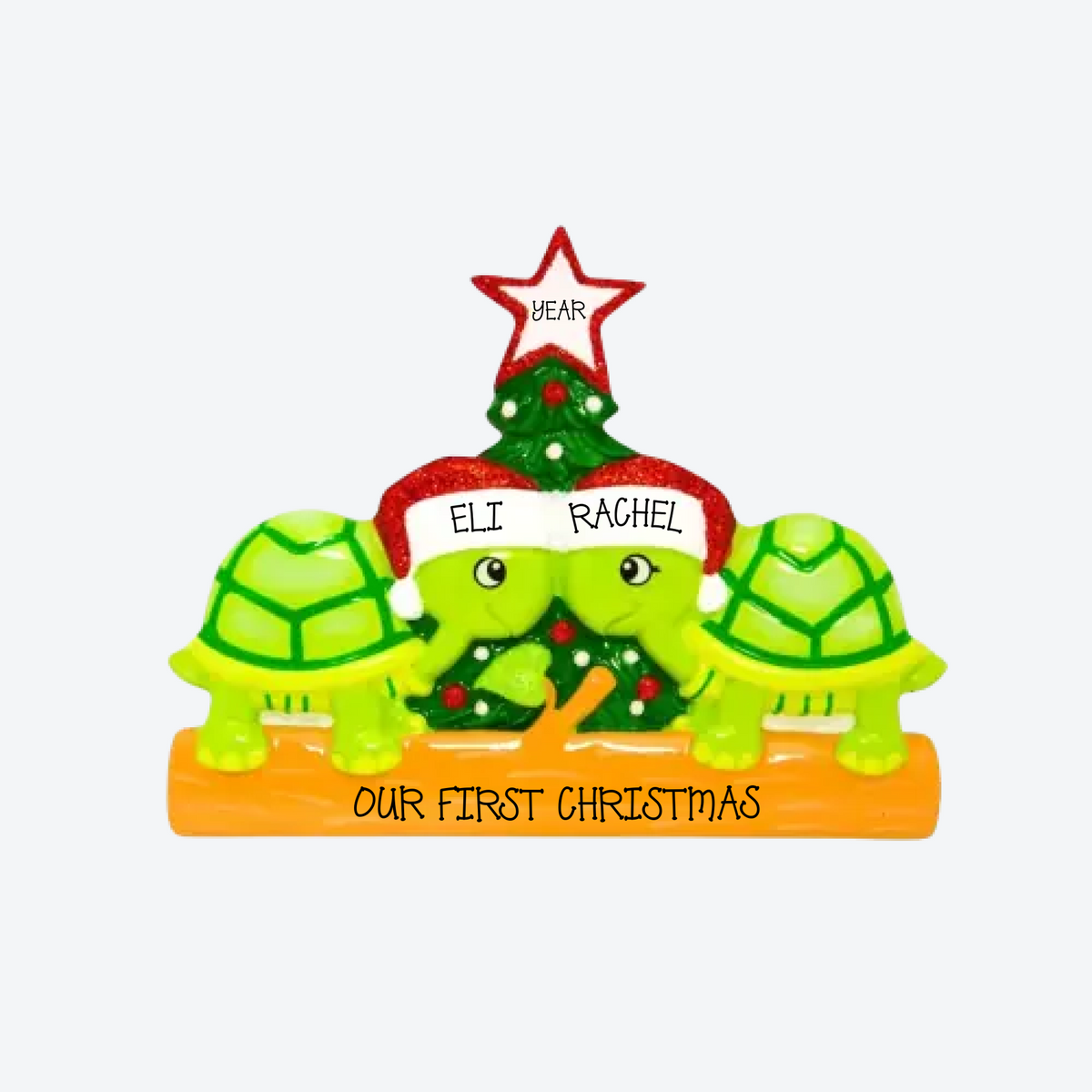 Turtle Family Of 2 Personalized Christmas Ornament