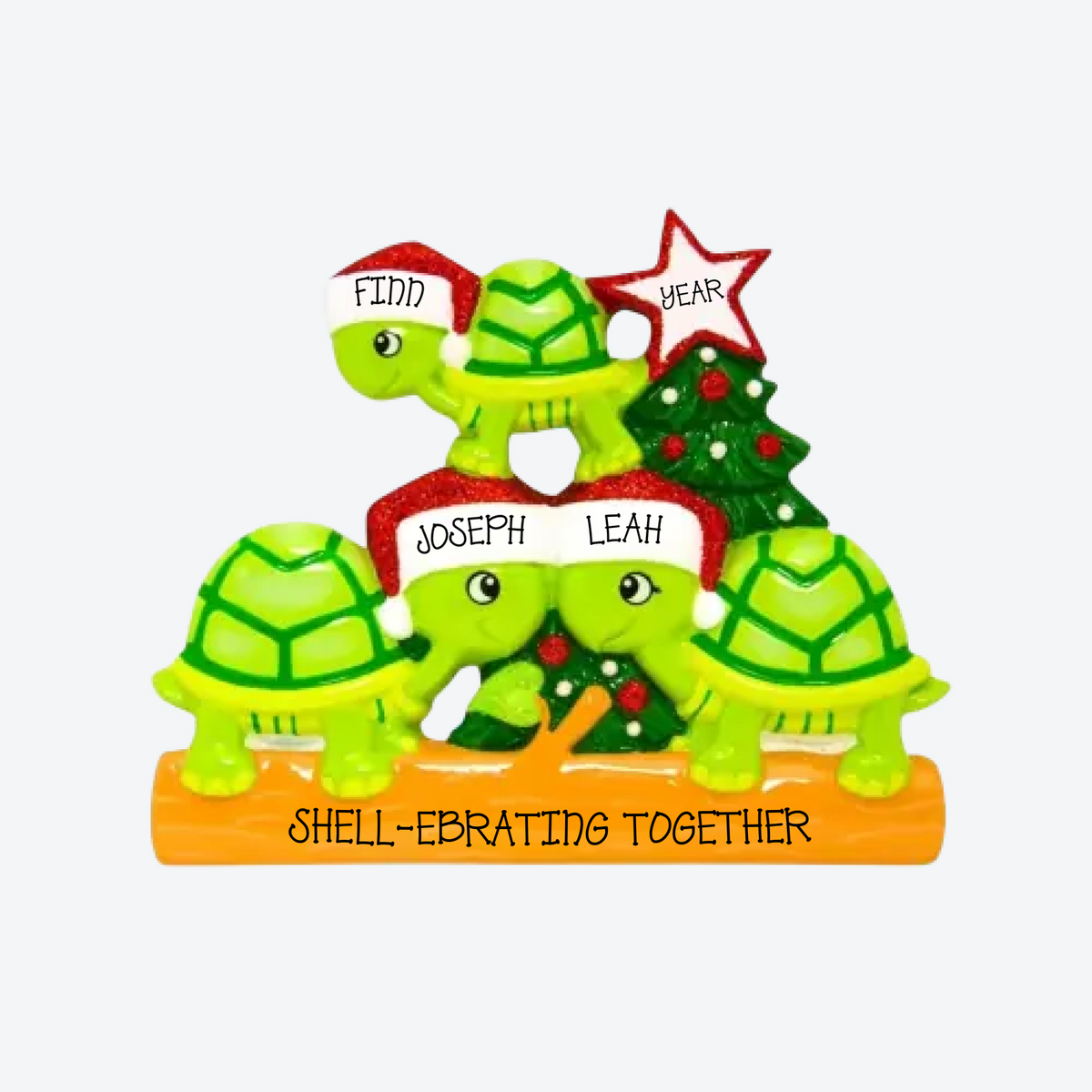 Turtle Family Of 3 Personalized Christmas Ornament