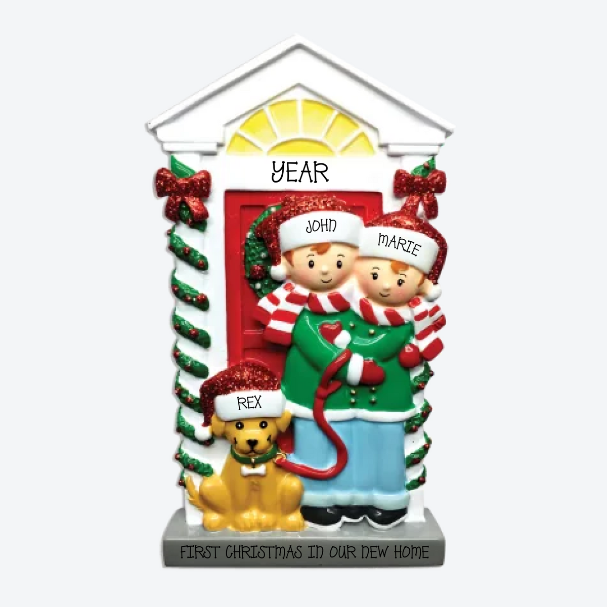Couple with Dog Christmas Ornament
