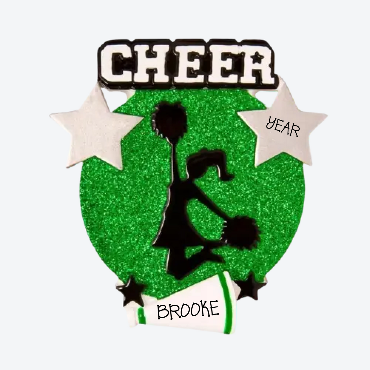 Cheer Is Life Silhouette- Green Personalized Christmas Ornament