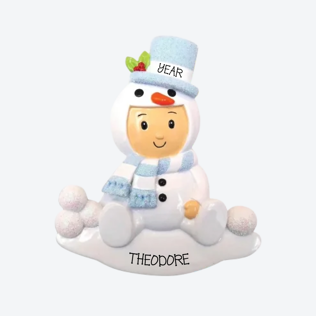 Snowman Baby Boy Personalized Christmas Ornament