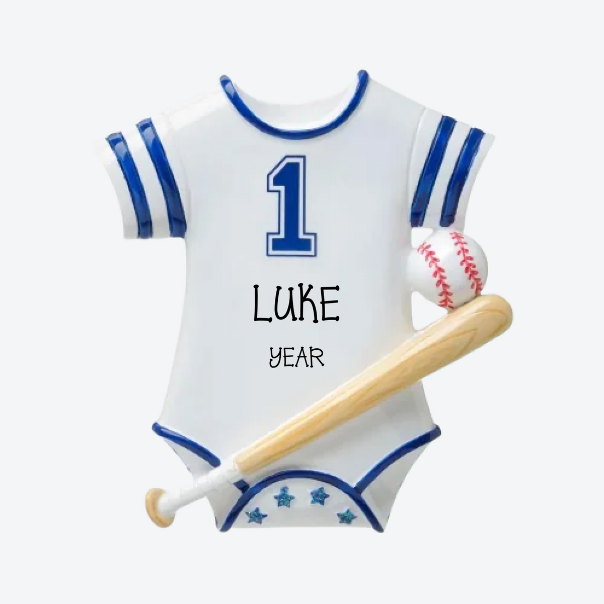 Baby Baseball Jersey-Blue Personalized Christmas Ornament