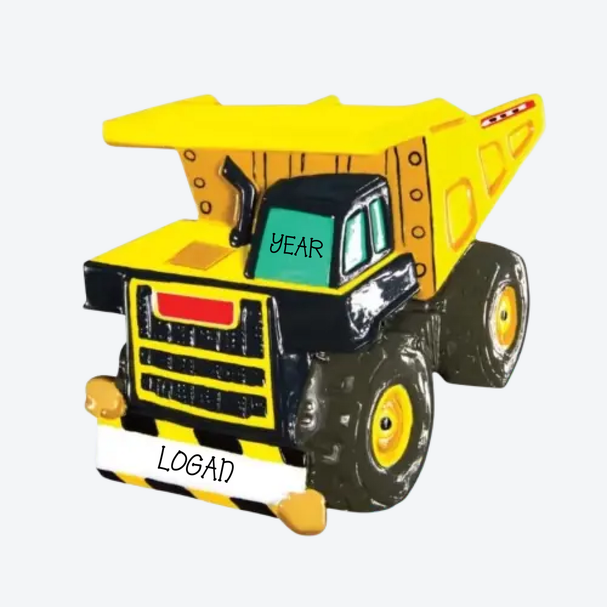 New Yellow Dump Truck Personalized Christmas Ornament