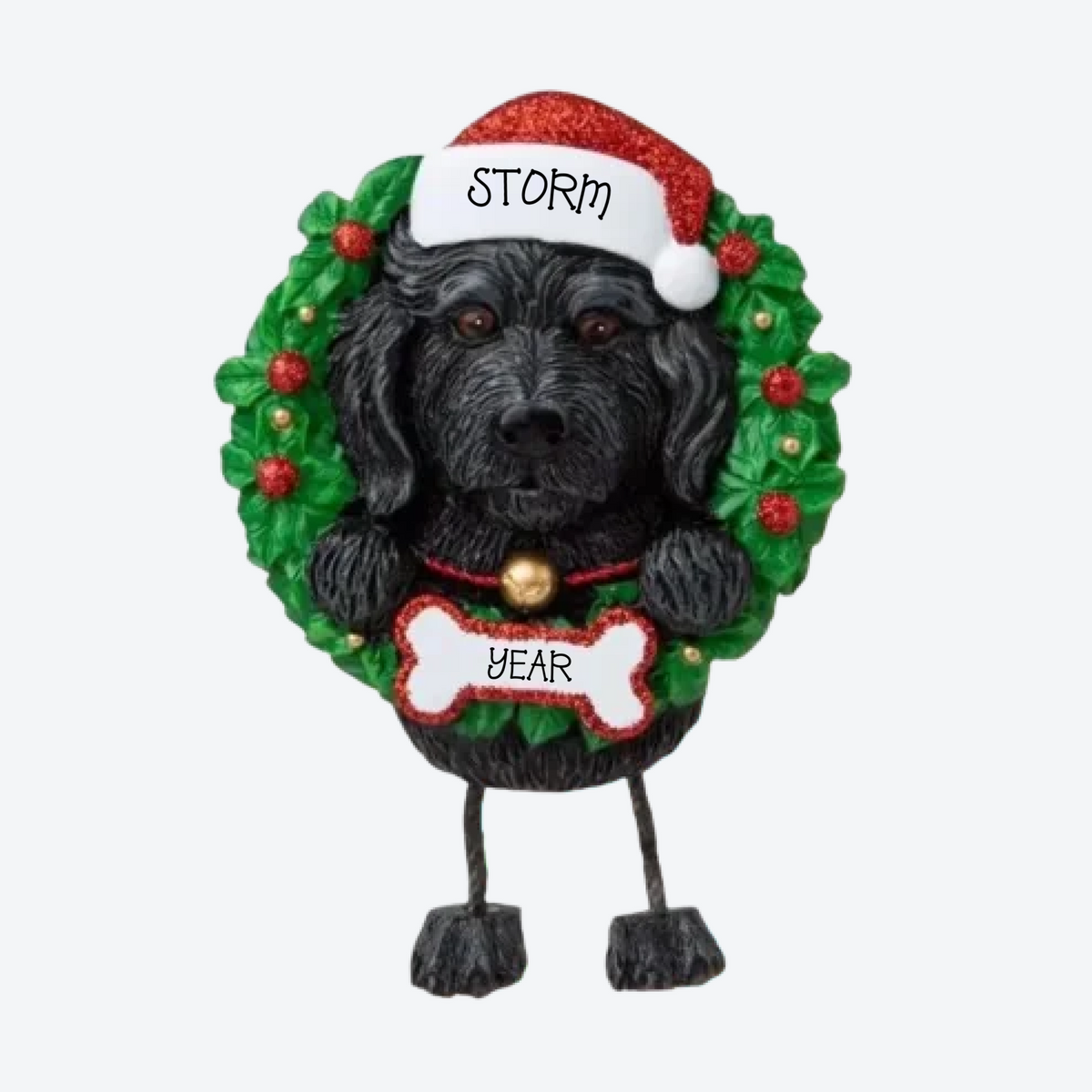 Labradoodle Black Personalized Christmas Ornament