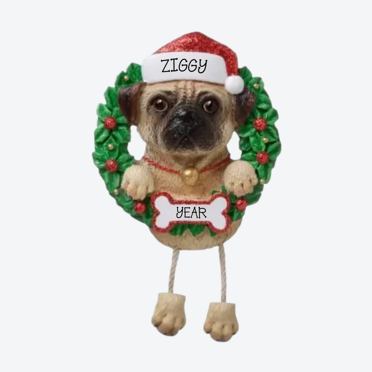 Pug Personalized Christmas Ornament