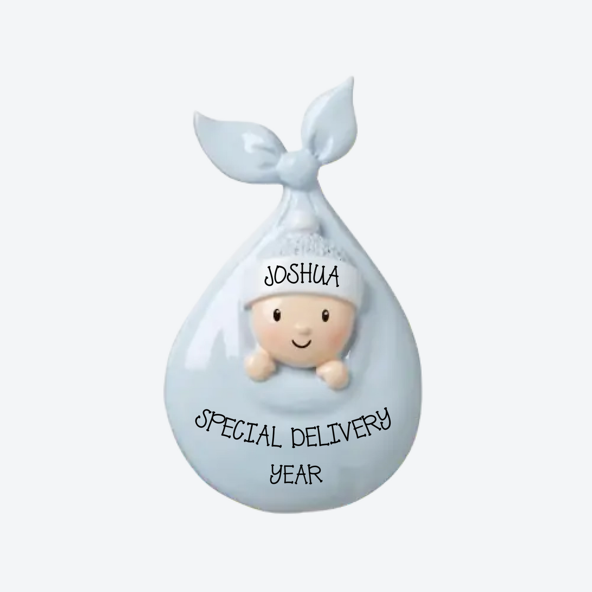 Baby In Sack- Lt. Blue Personalized Christmas Ornament
