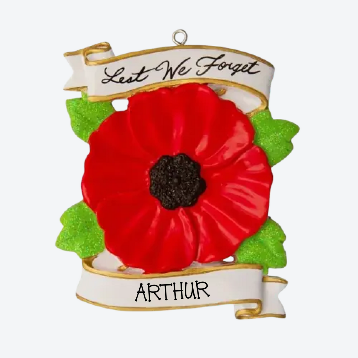 Canadian Poppy- Lest We Forget Personalized Christmas Ornament