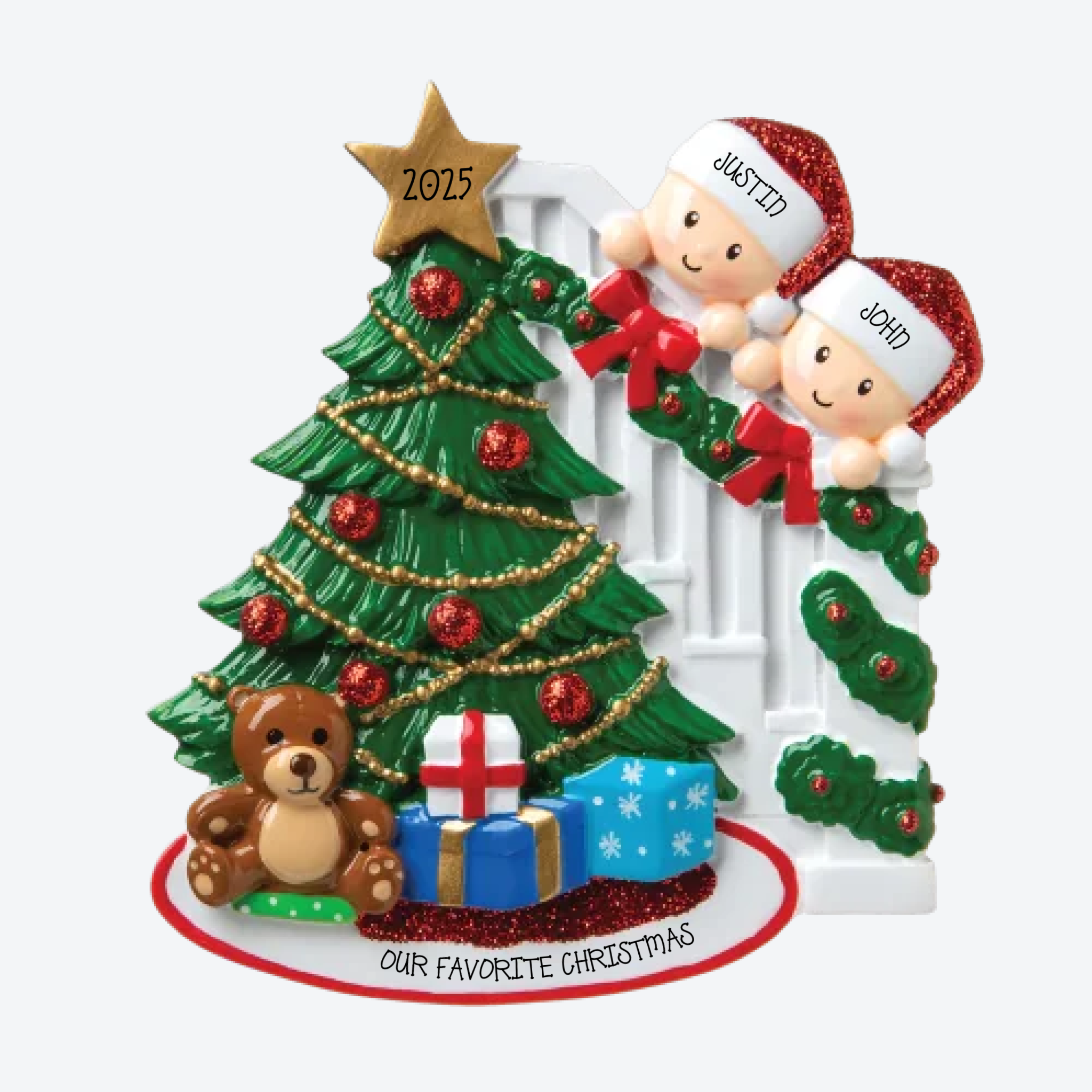 Peeking Couple Personalized Christmas Ornament