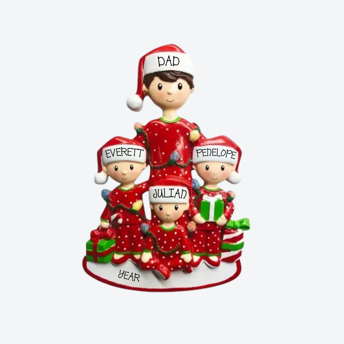Single Dad W/3 Children Personalized Christmas Ornament