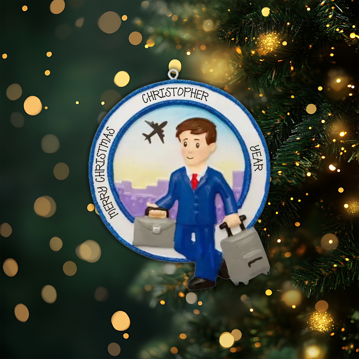 Business Travel Male Personalized Ornament
