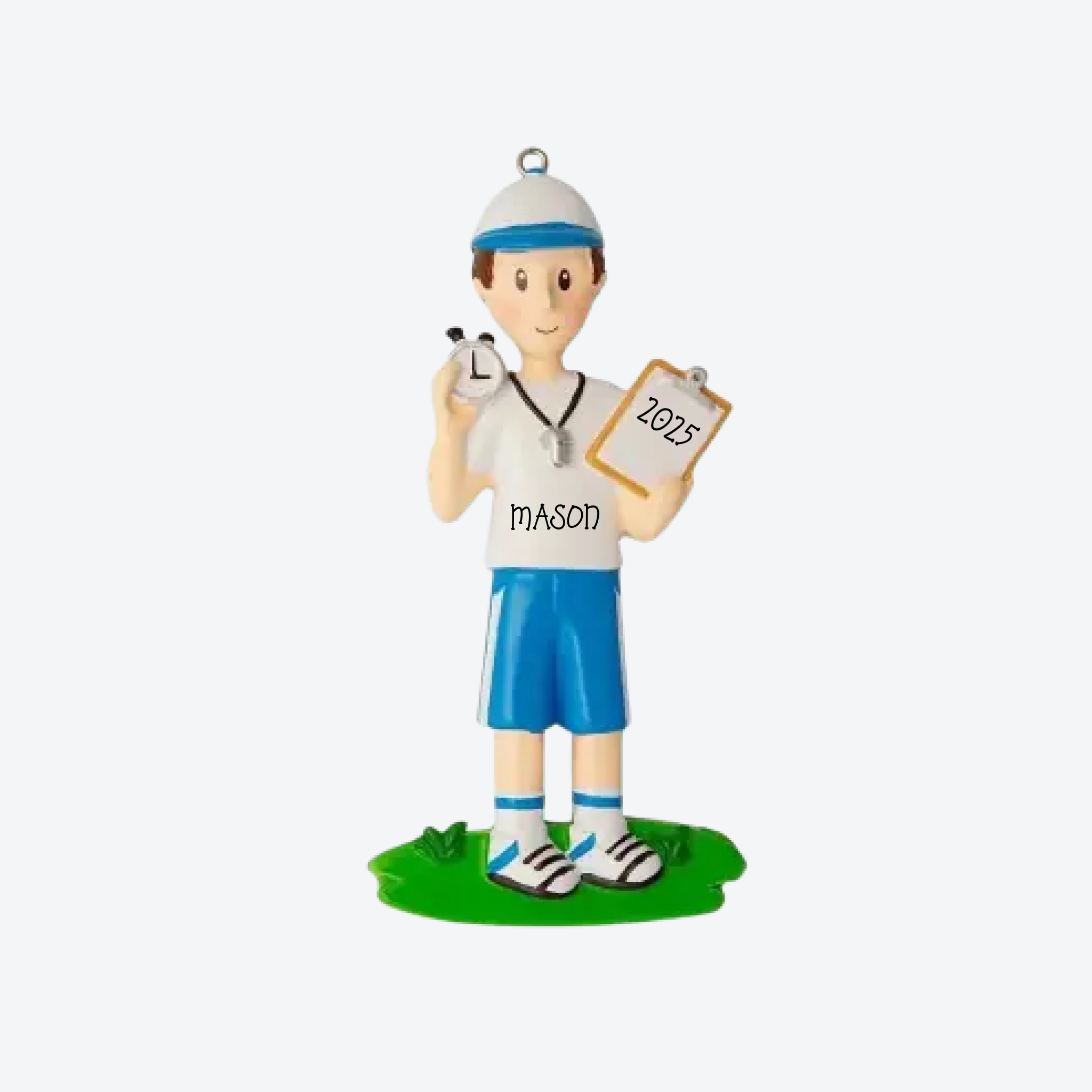 Coach with Whistle and Clipboard Personalized Christmas Ornament