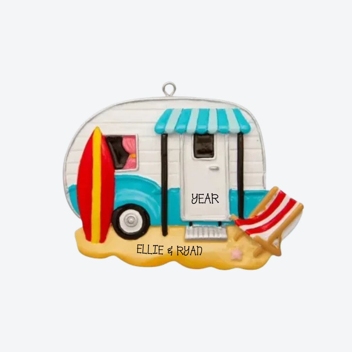 Beach Camper Personalized Christmas Ornament