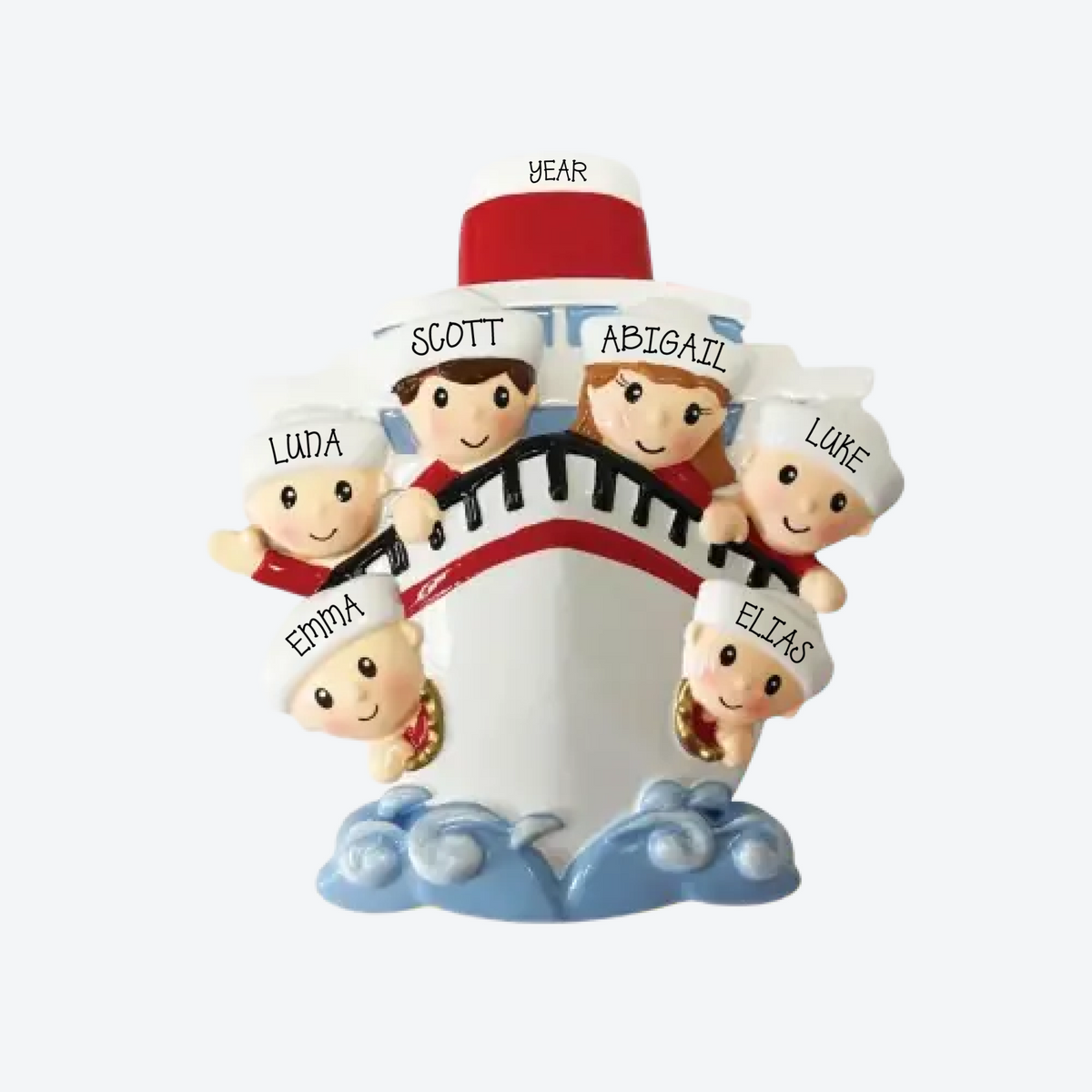 Family Of 6 On A Cruise Ship Personalized Christmas Ornament
