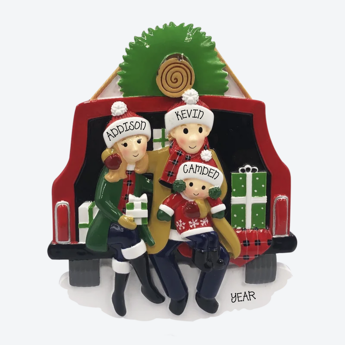 Woody Car Family Of 3 Personalized Christmas Ornament