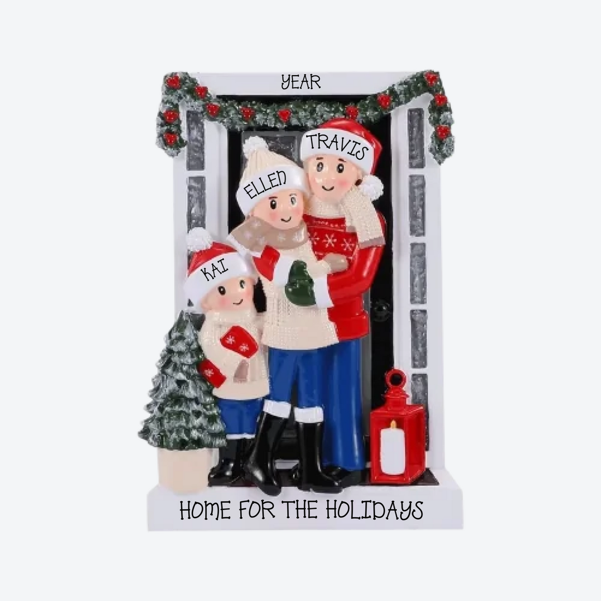 Farm House Family Of 3 Personalized Christmas Ornament