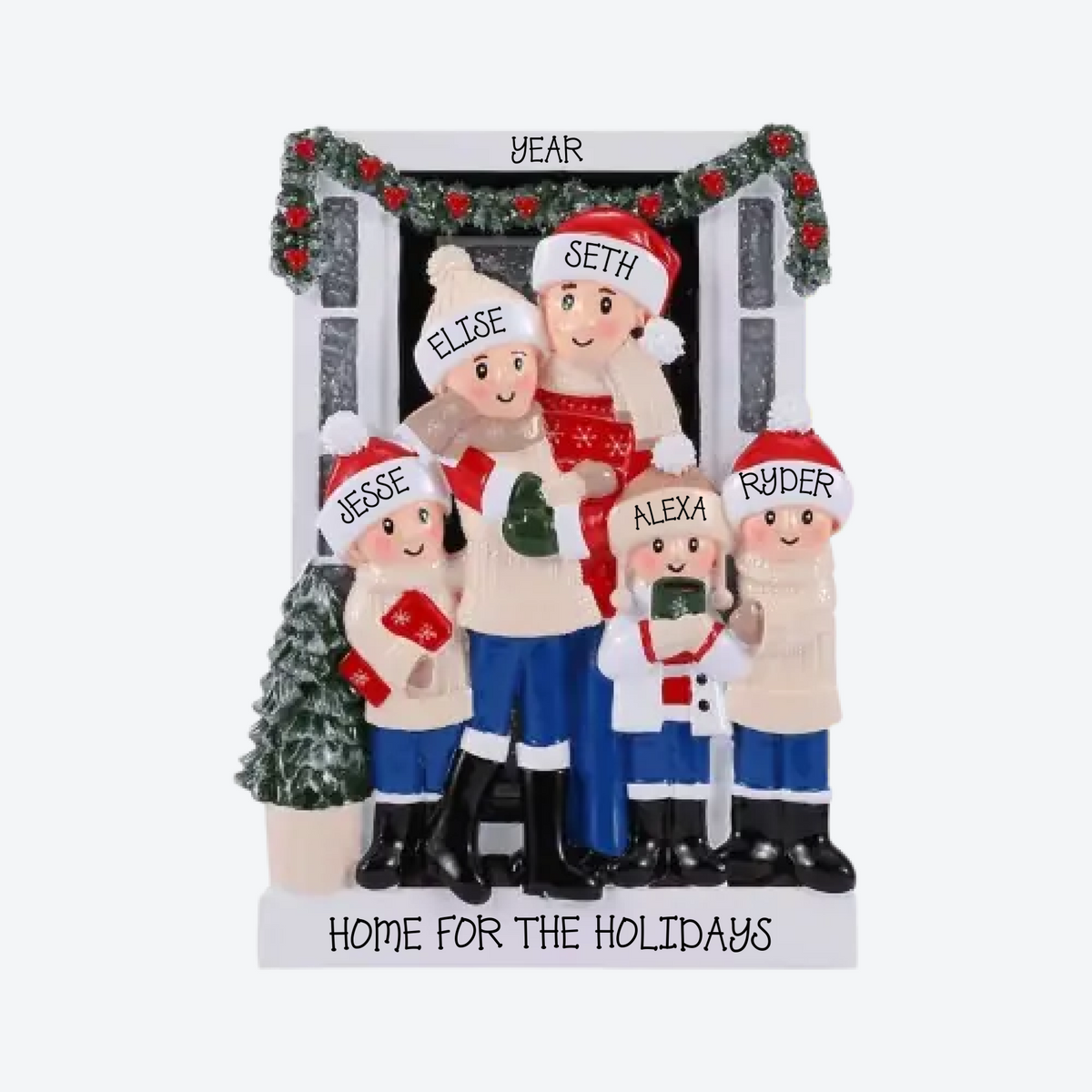 Farm House Family Of 5 Personalized Christmas Ornament