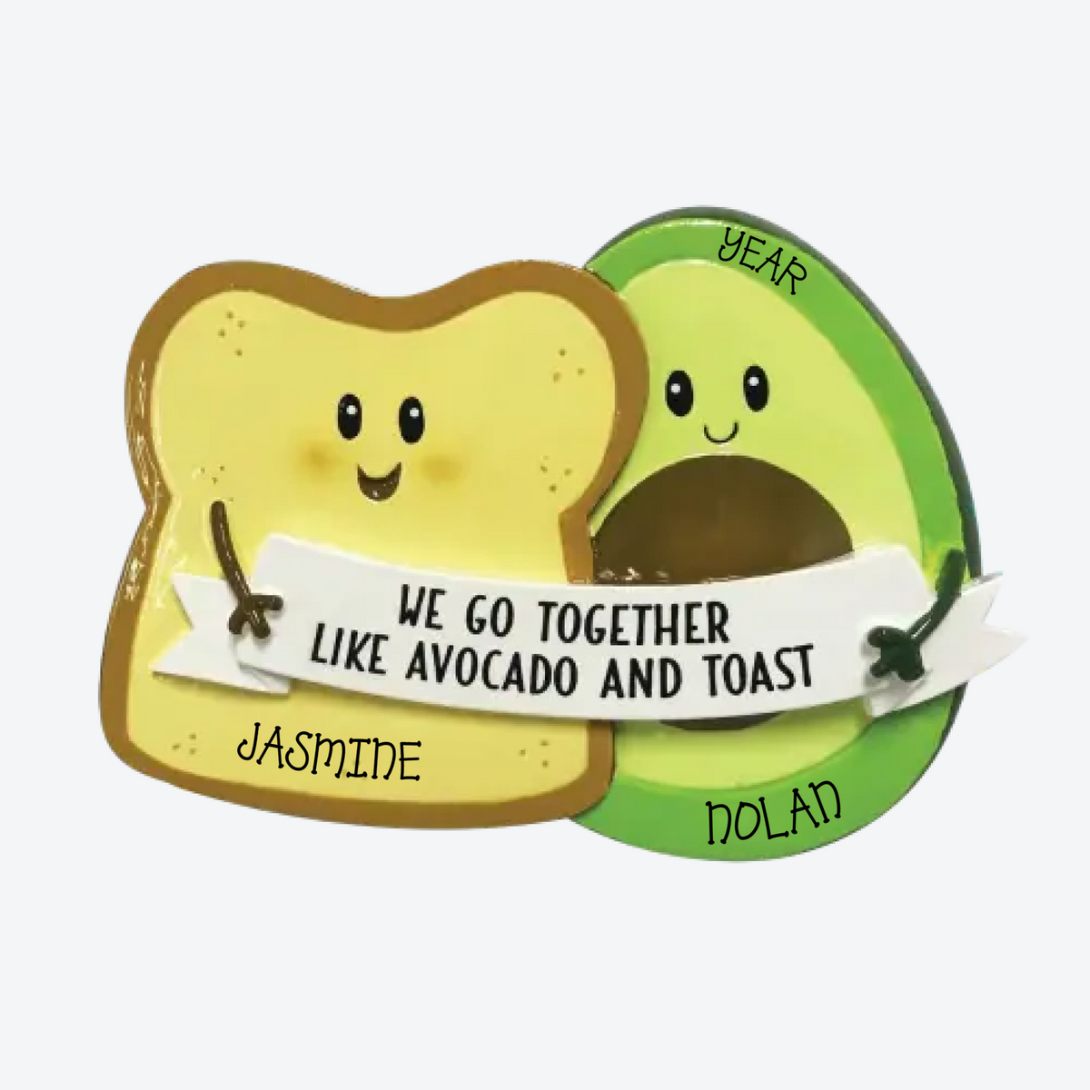 Avocado & Toast Couple Personalized Christmas Ornament