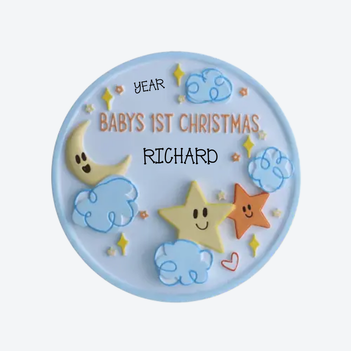 Stars And Clouds Personalized Christmas Ornament