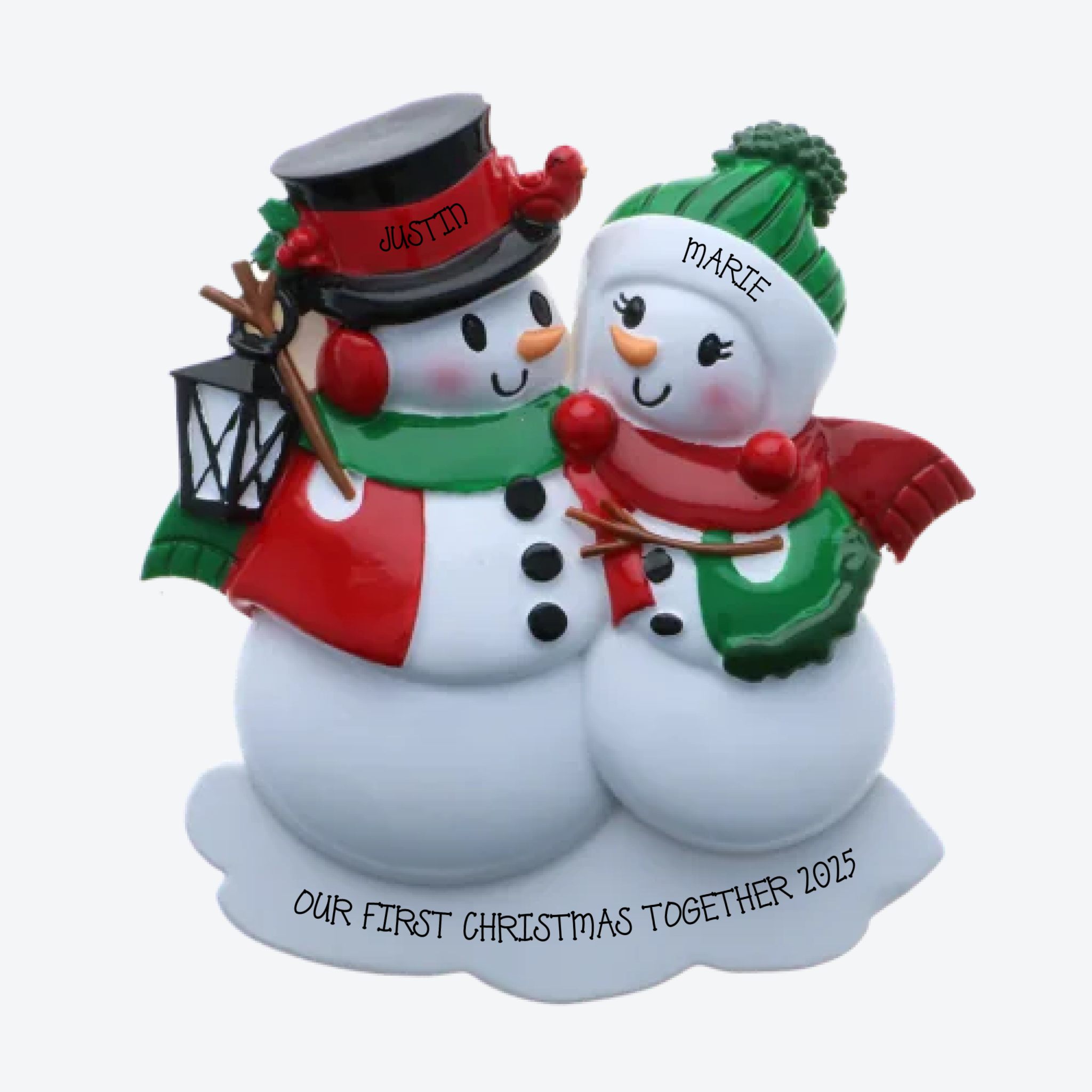 Snowman Couple Personalized Christmas Ornament