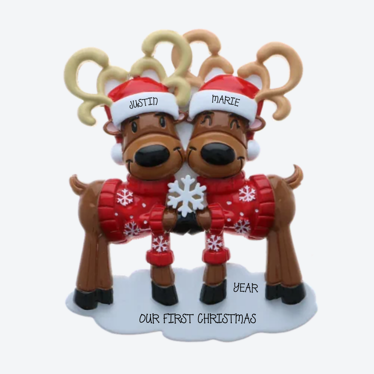 Mr. andMrs. Reindeer Couple Personalized Christmas Ornament