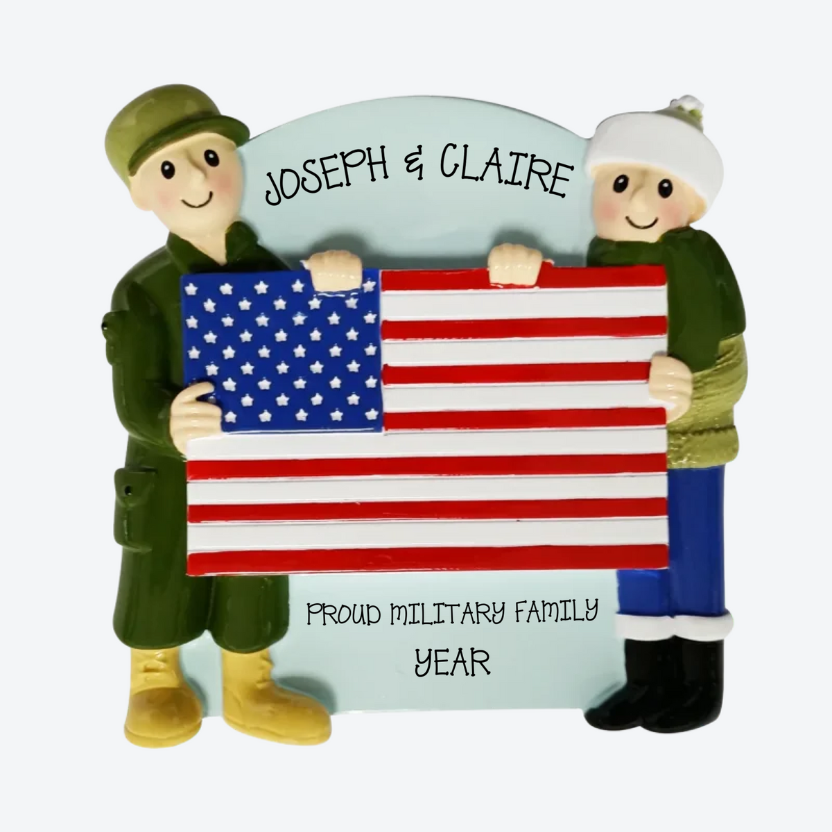 Patriotic Family Of 2 Personalized Christmas Ornament