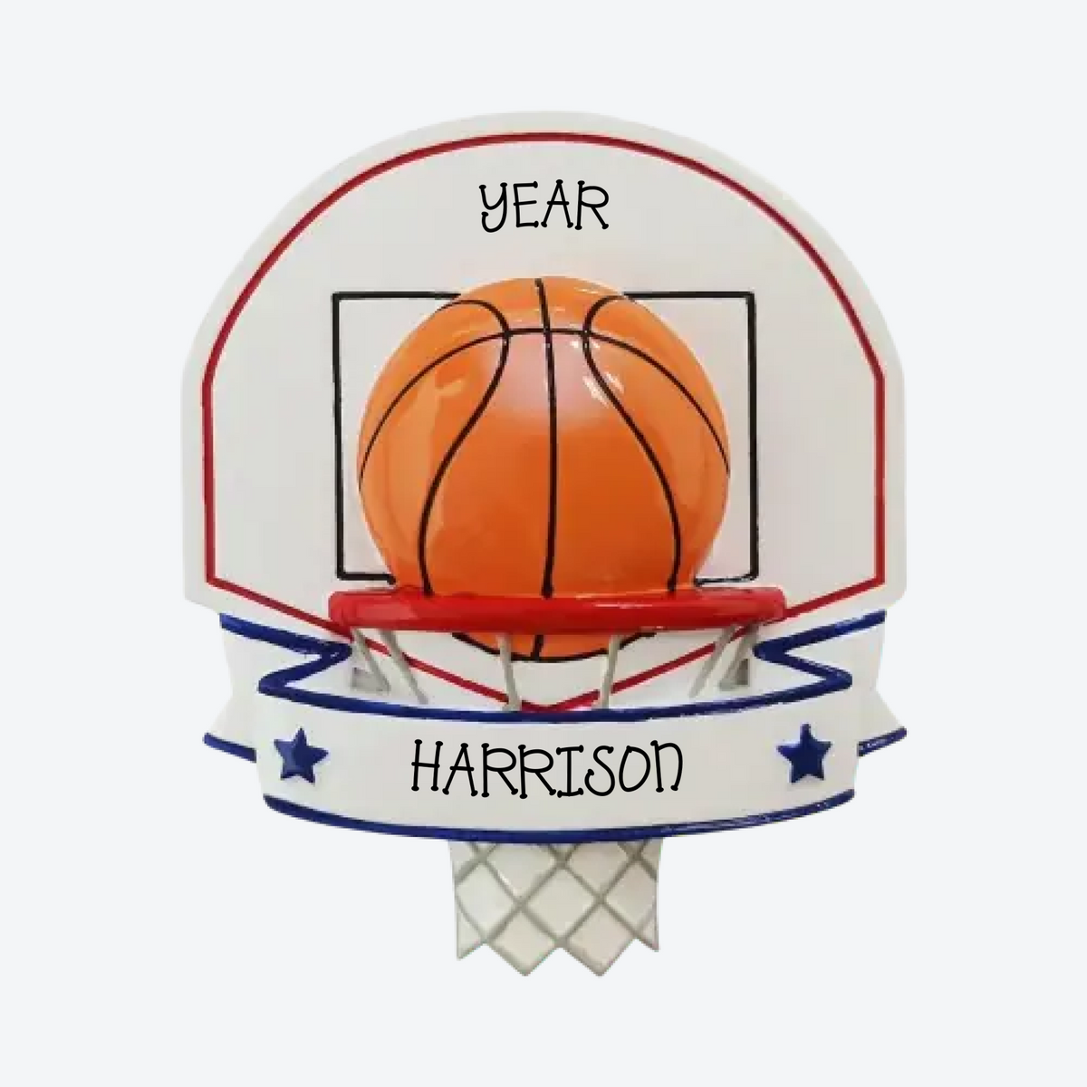 Basketball Backboard & Ball Personalized Christmas Ornament