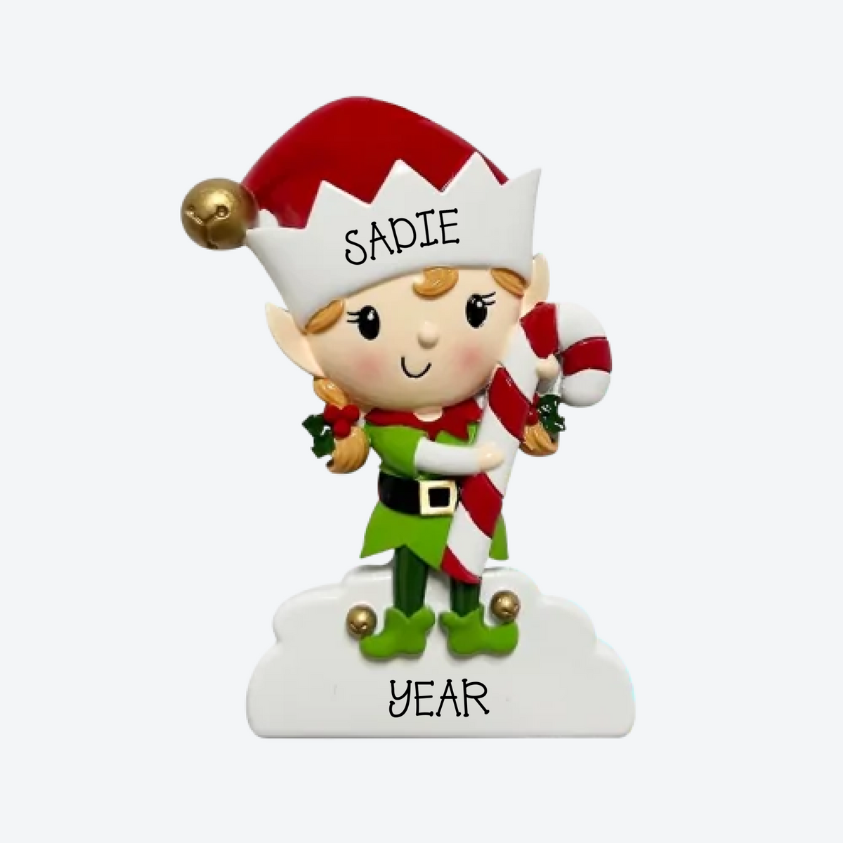 Cute Girl Elve Personalized Christmas Ornament