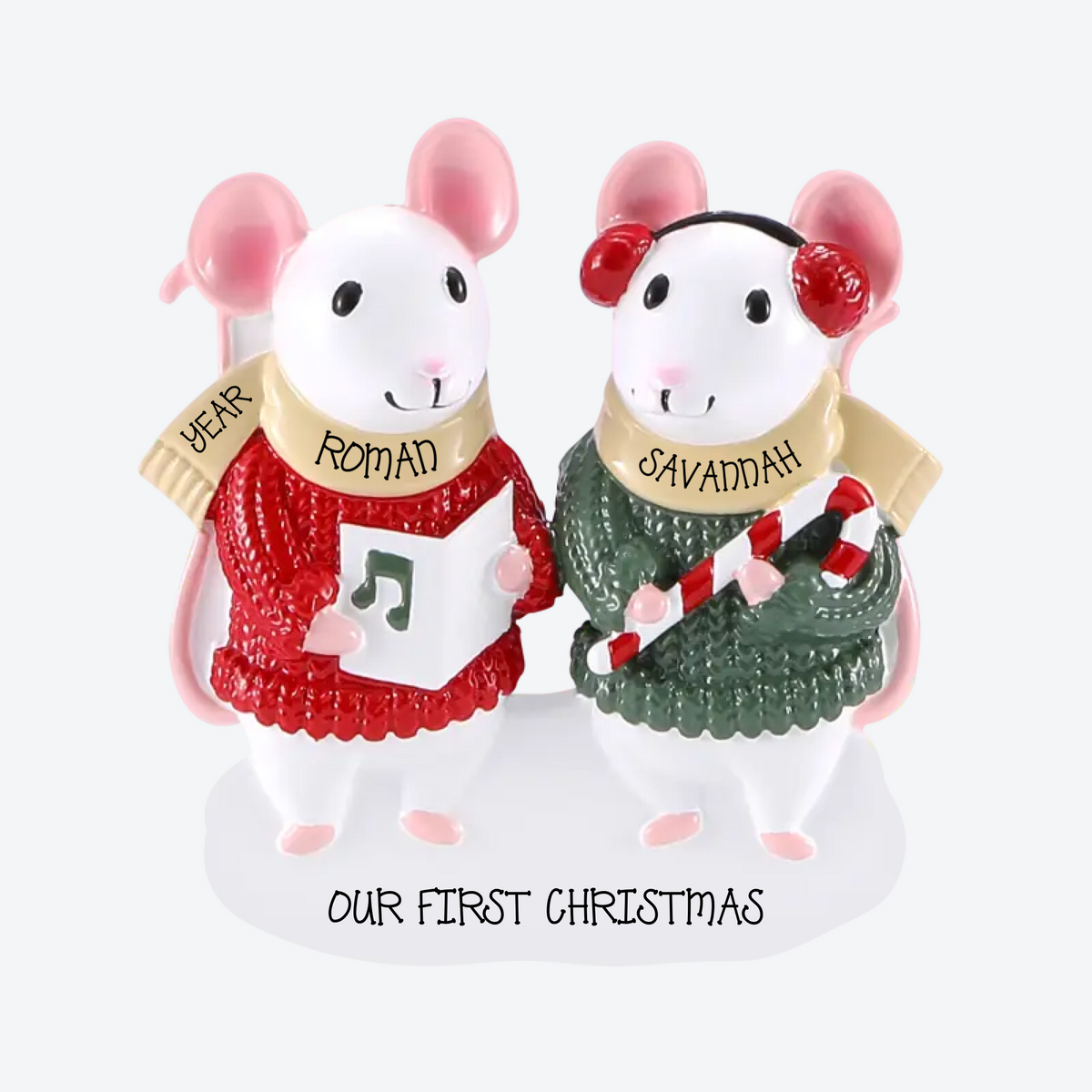 Mouse Sweater Family Of 2 Personalized Christmas Ornament