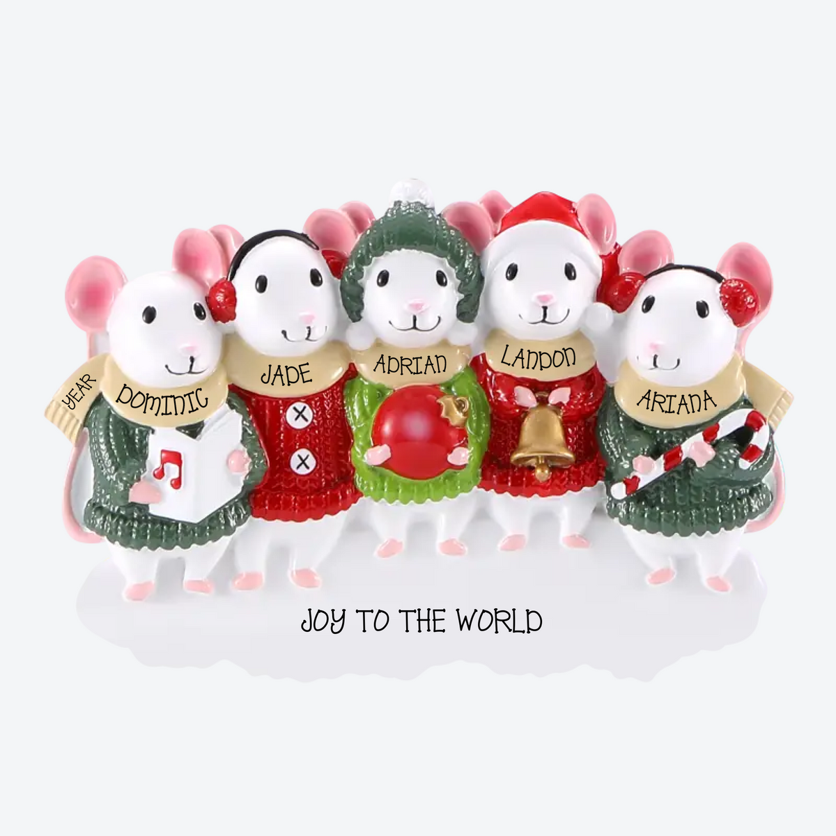 Mouse Sweater Family Of 5 Personalized Christmas Ornament