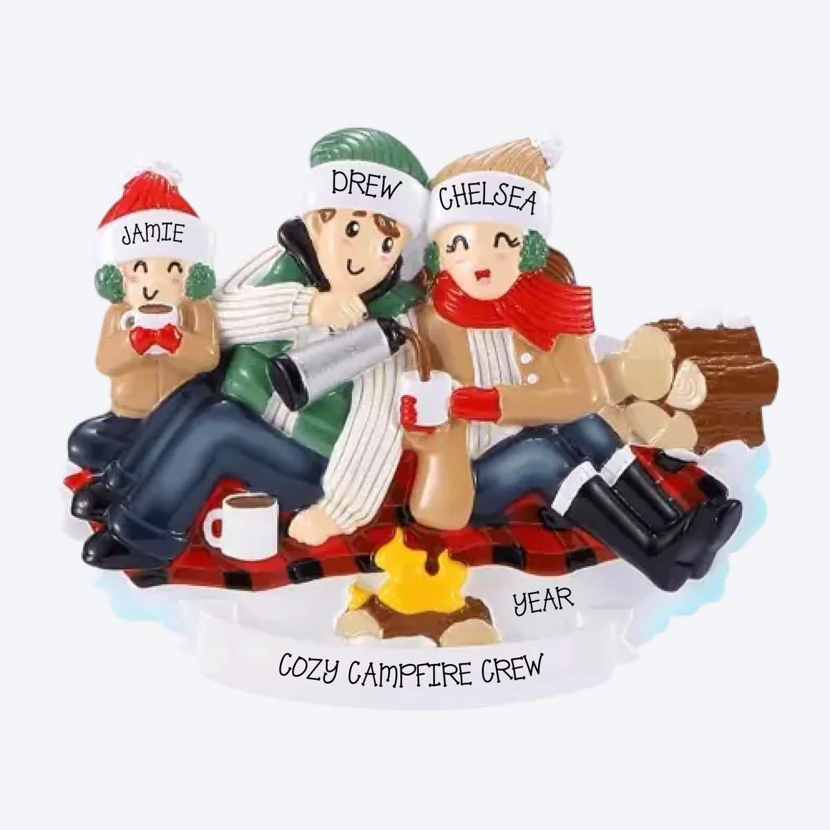 Christmas Picnic Family Of 3 Personalized Christmas Ornament