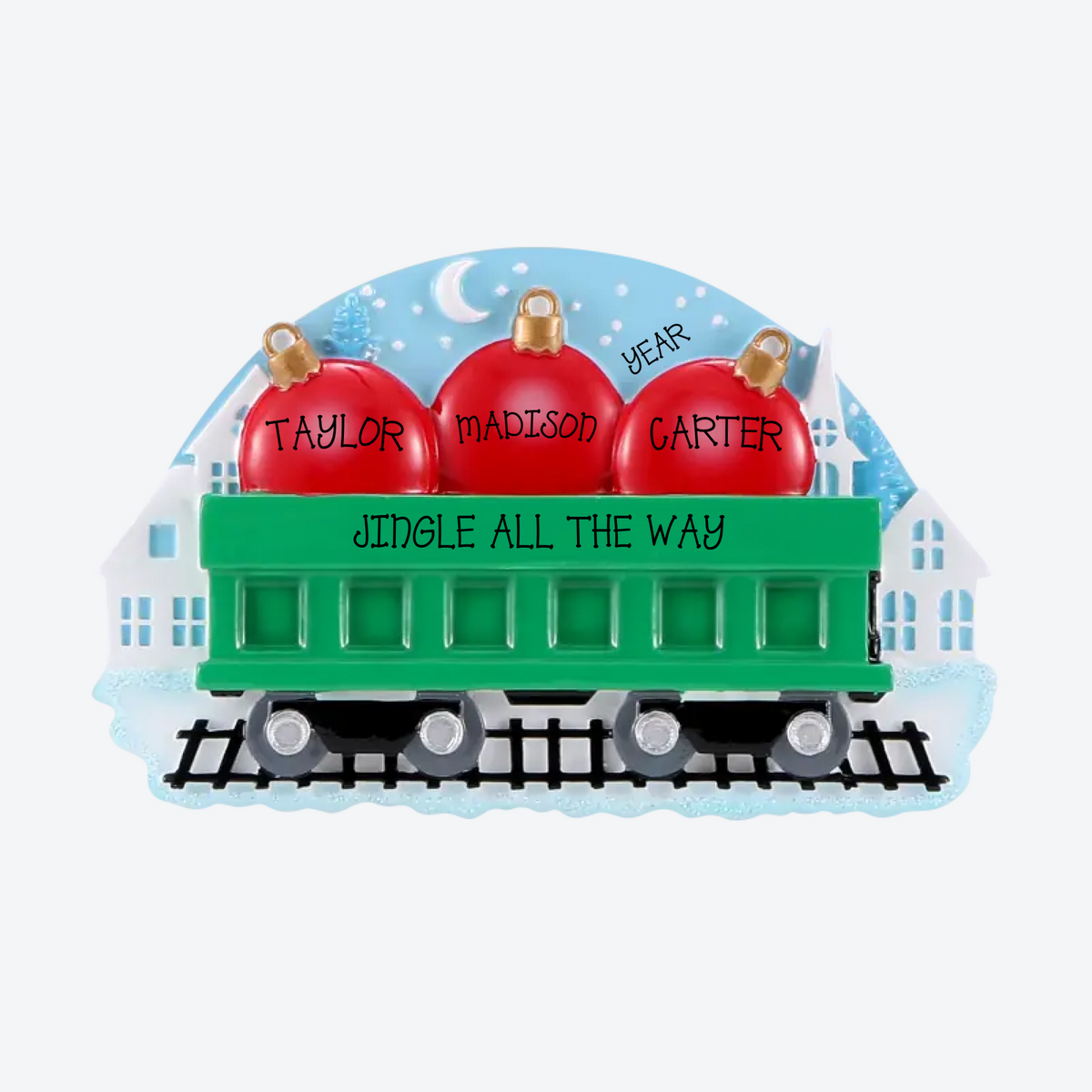 Train Family Of 3 Christmas Balls Personalized Christmas Ornament