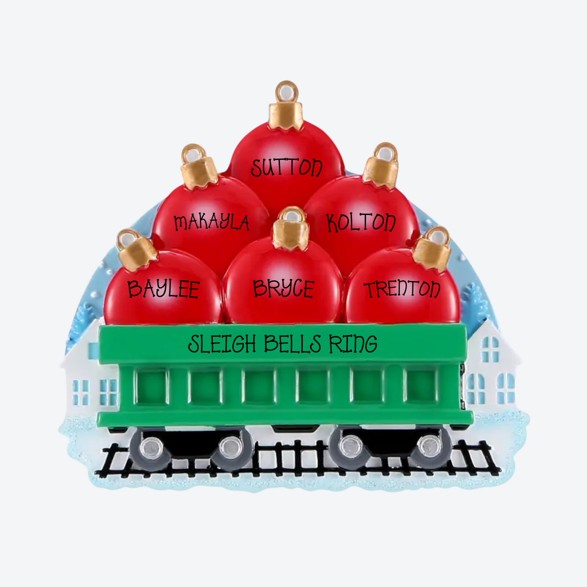 Train Family Of 6 Christmas Balls Personalized Christmas Ornament